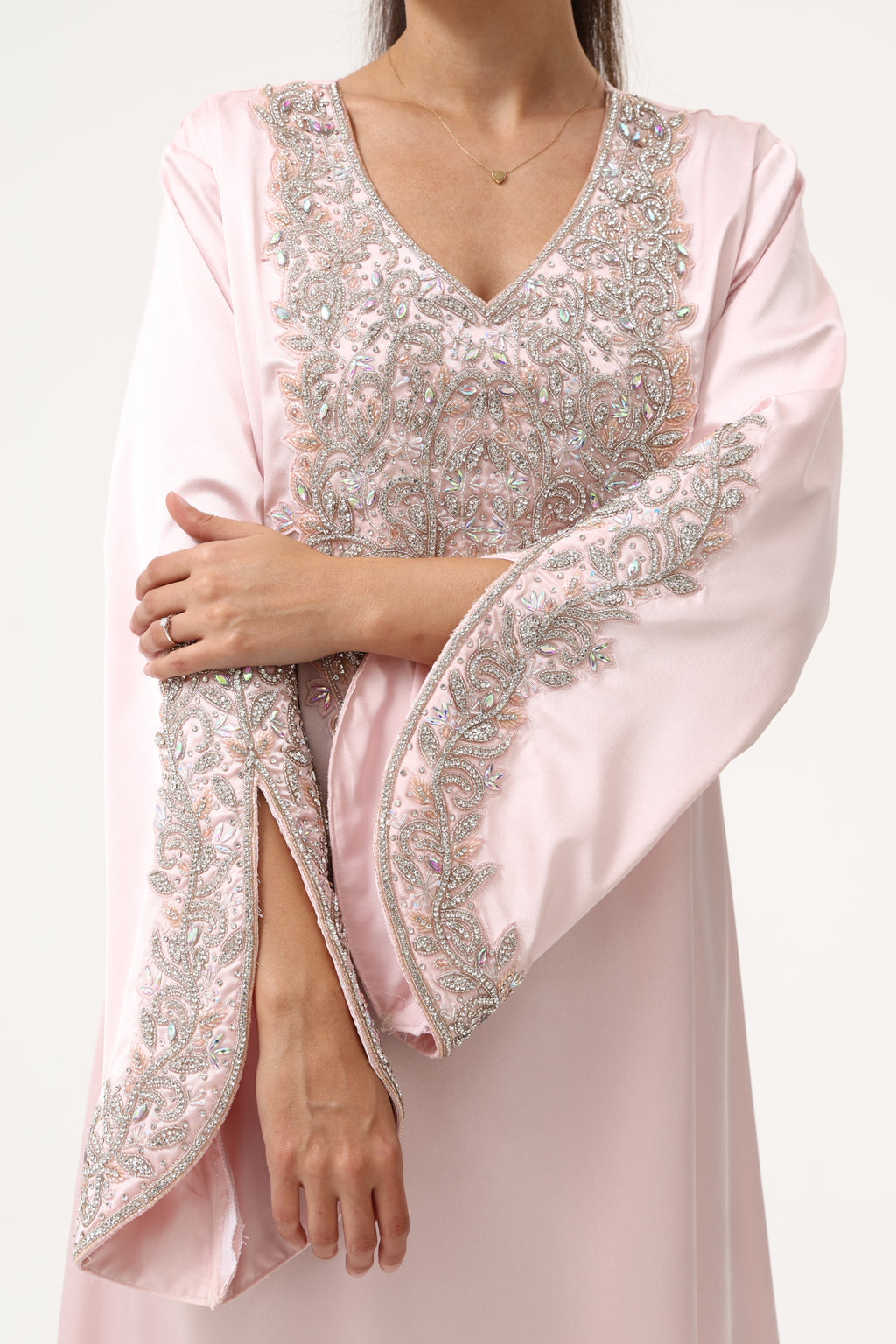 Evening Peach Pink Party Dress full length