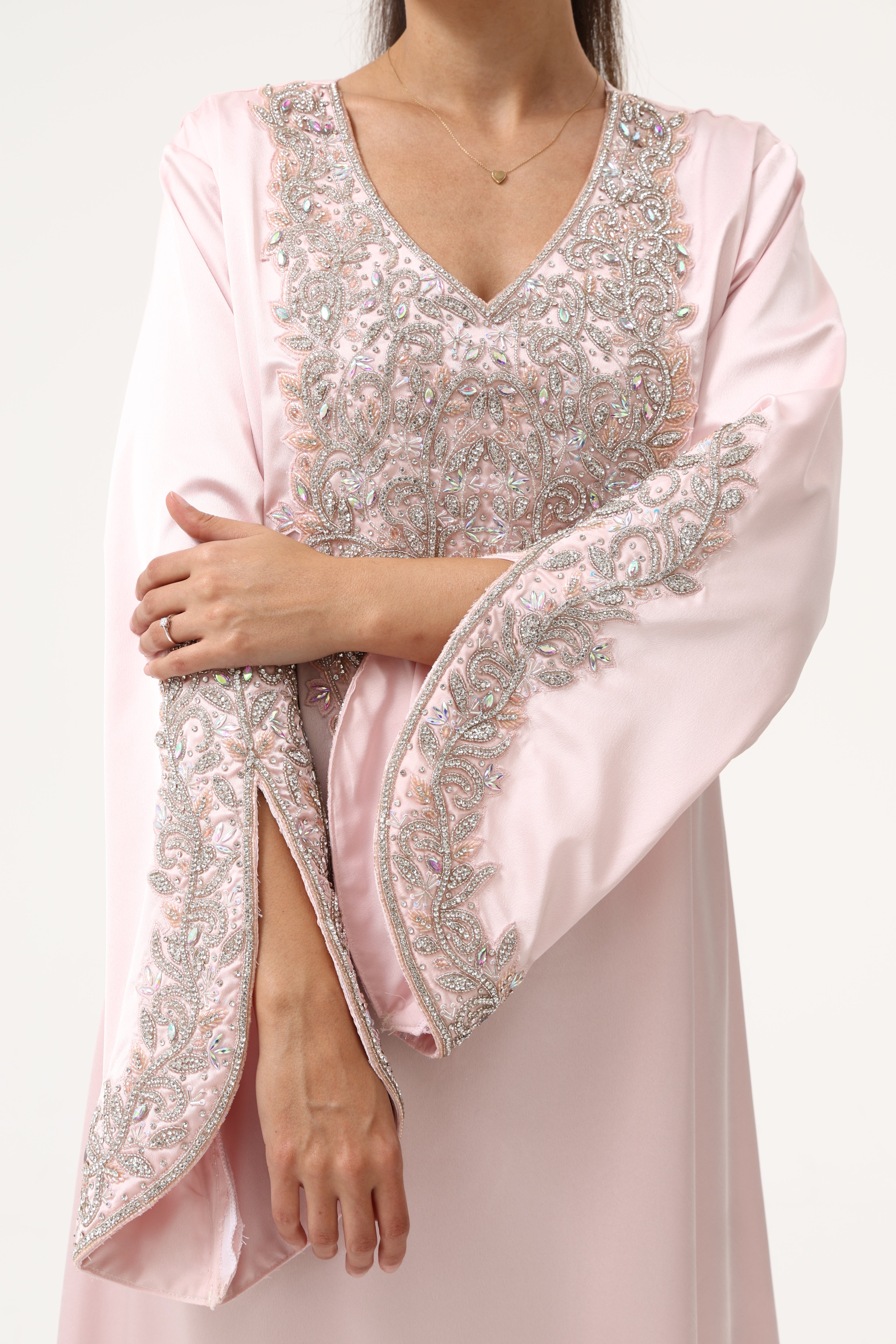 Evening Peach Pink Party Dress full length
