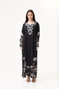 Swan printed Satin Hand Embroidery Jellabiya