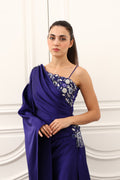 Blue Evening Multi Lyre Dress full length