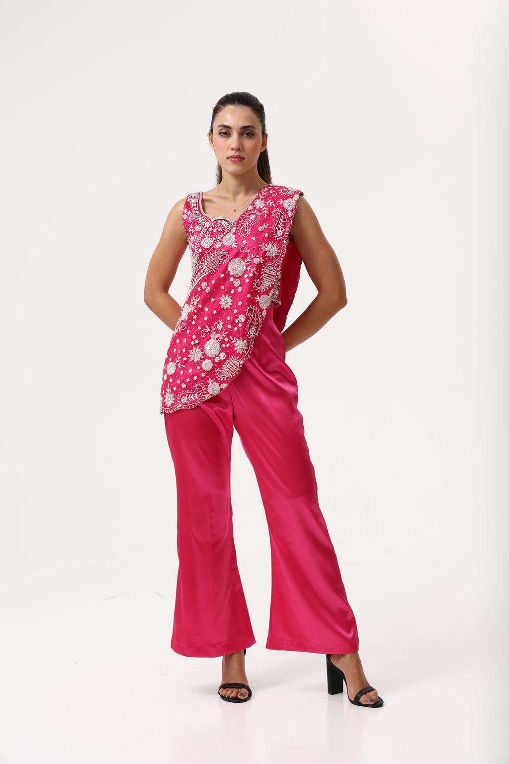 Pink Hand Embroidery Indian Party Dress