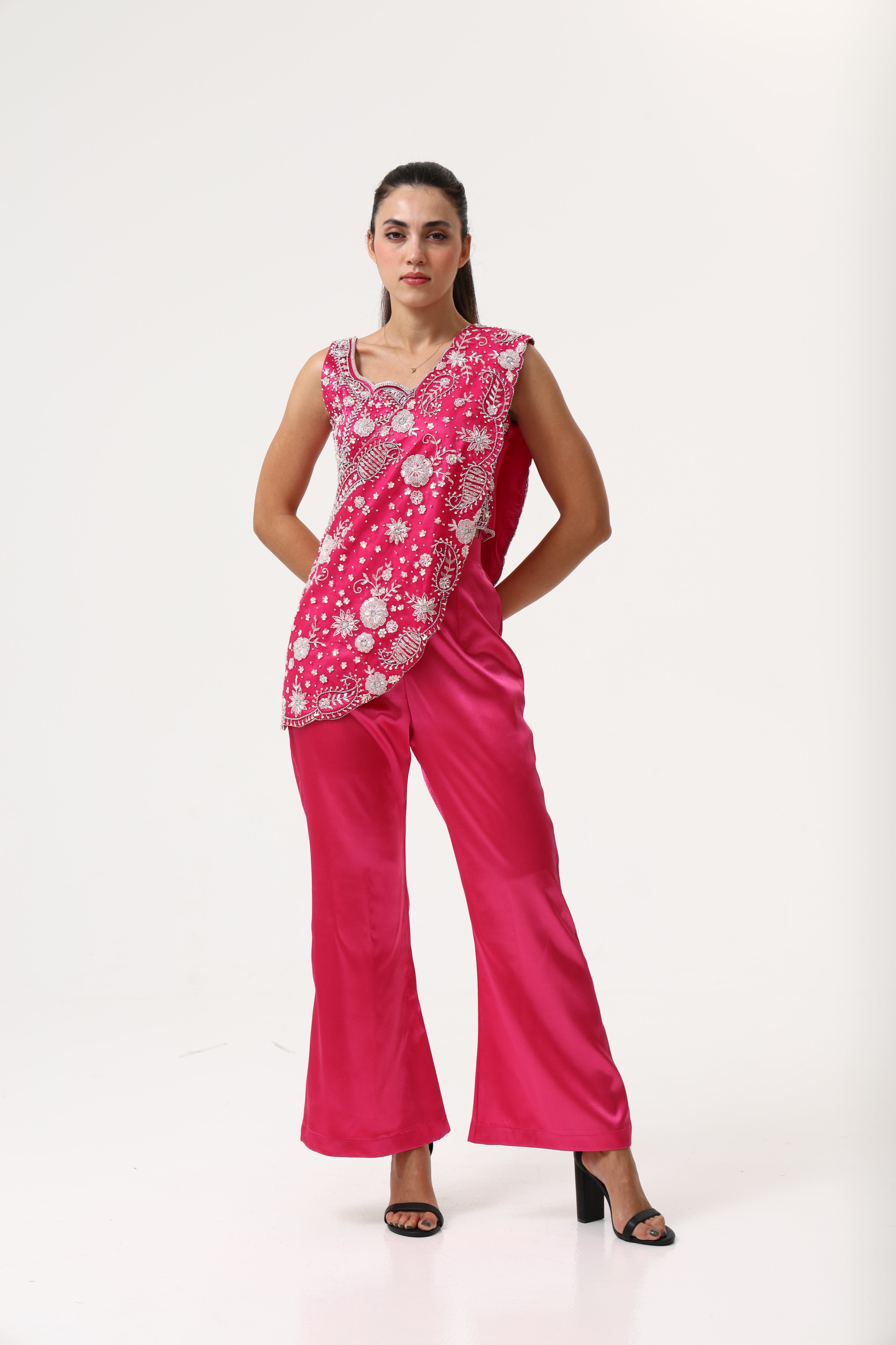 Pink Hand Embroidery Indian Party Dress