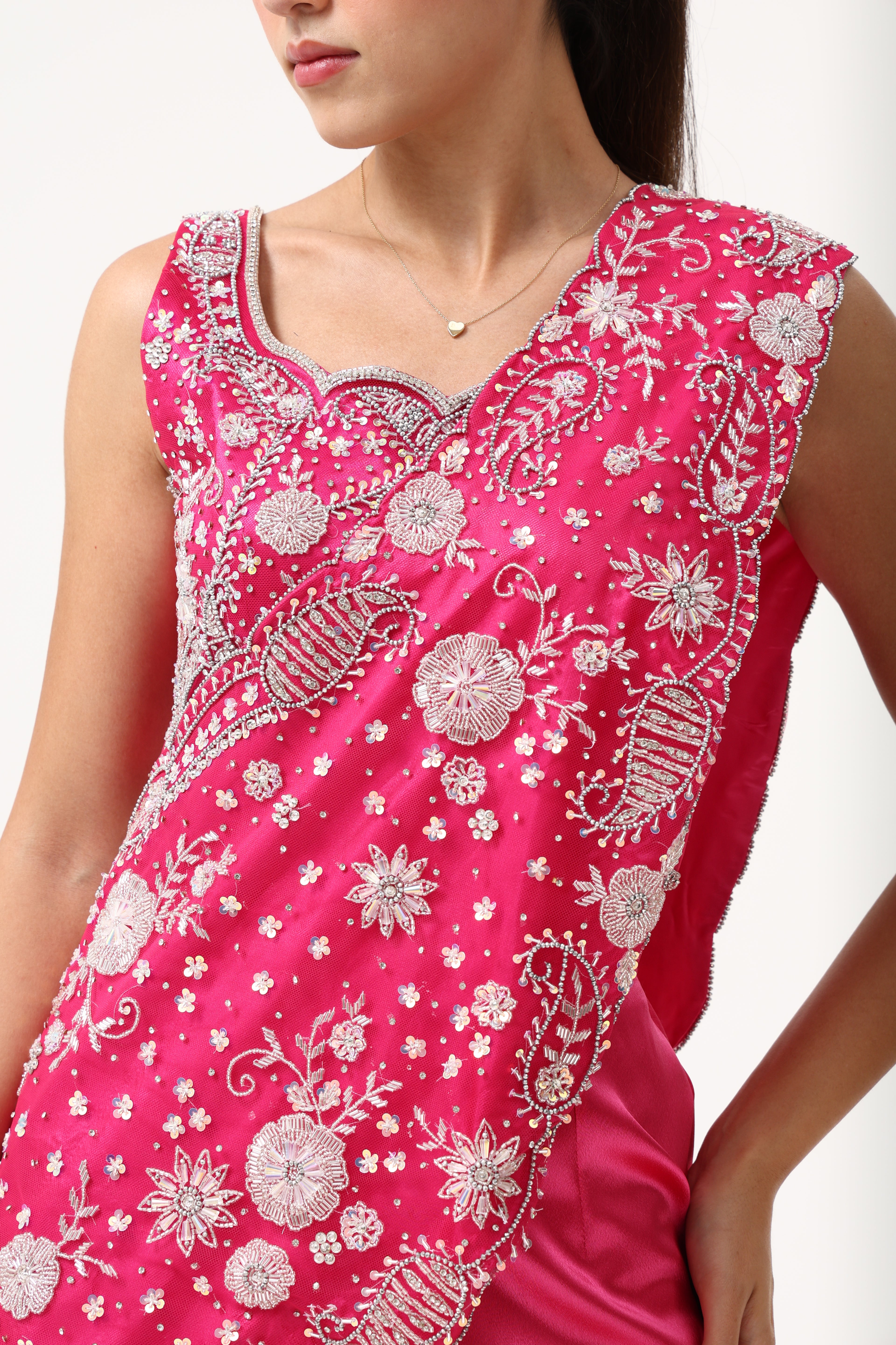 Pink Hand Embroidery Indian Party Dress