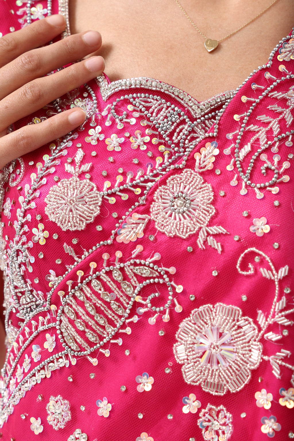 Pink Hand Embroidery Indian Party Dress