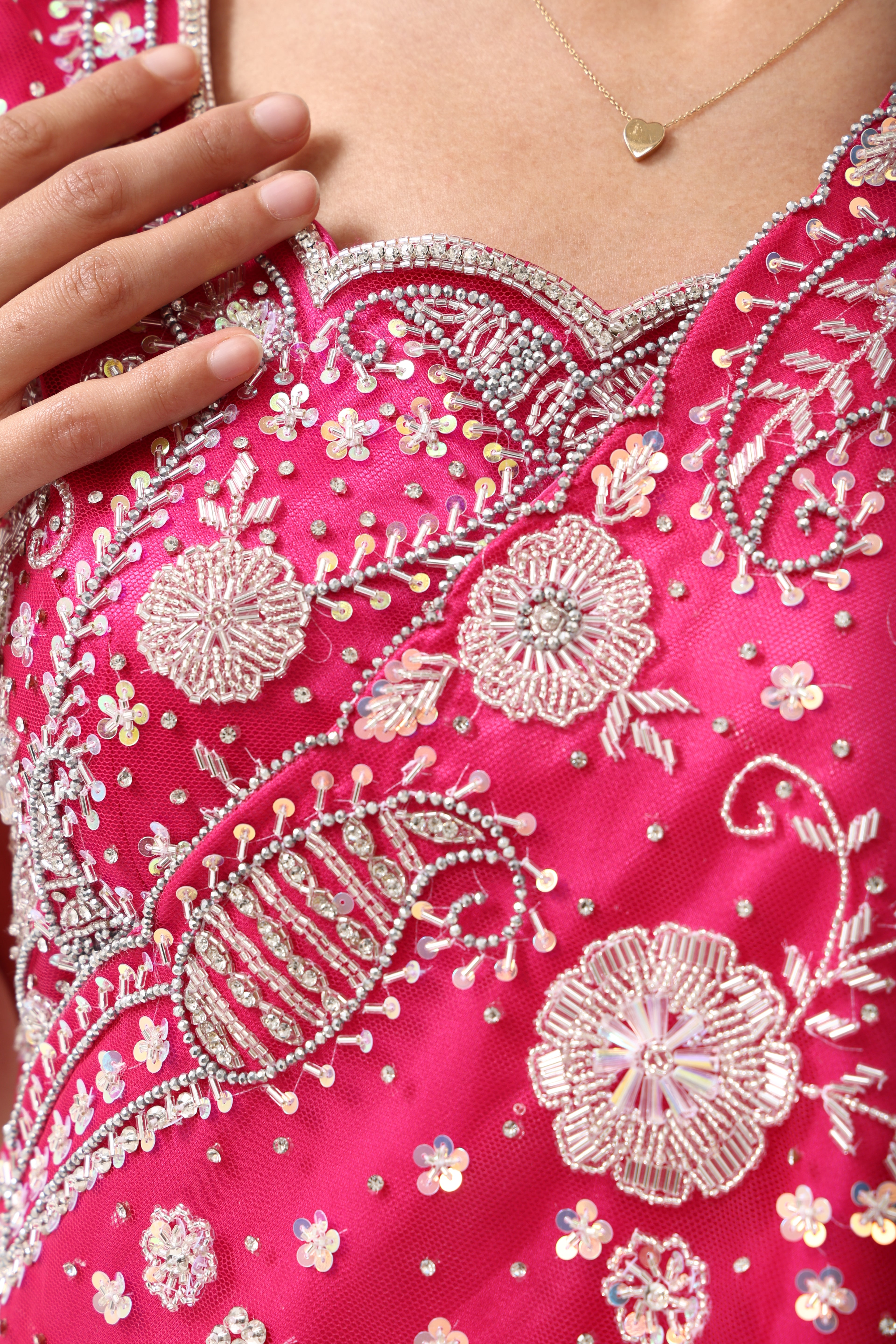 Pink Hand Embroidery Indian Party Dress