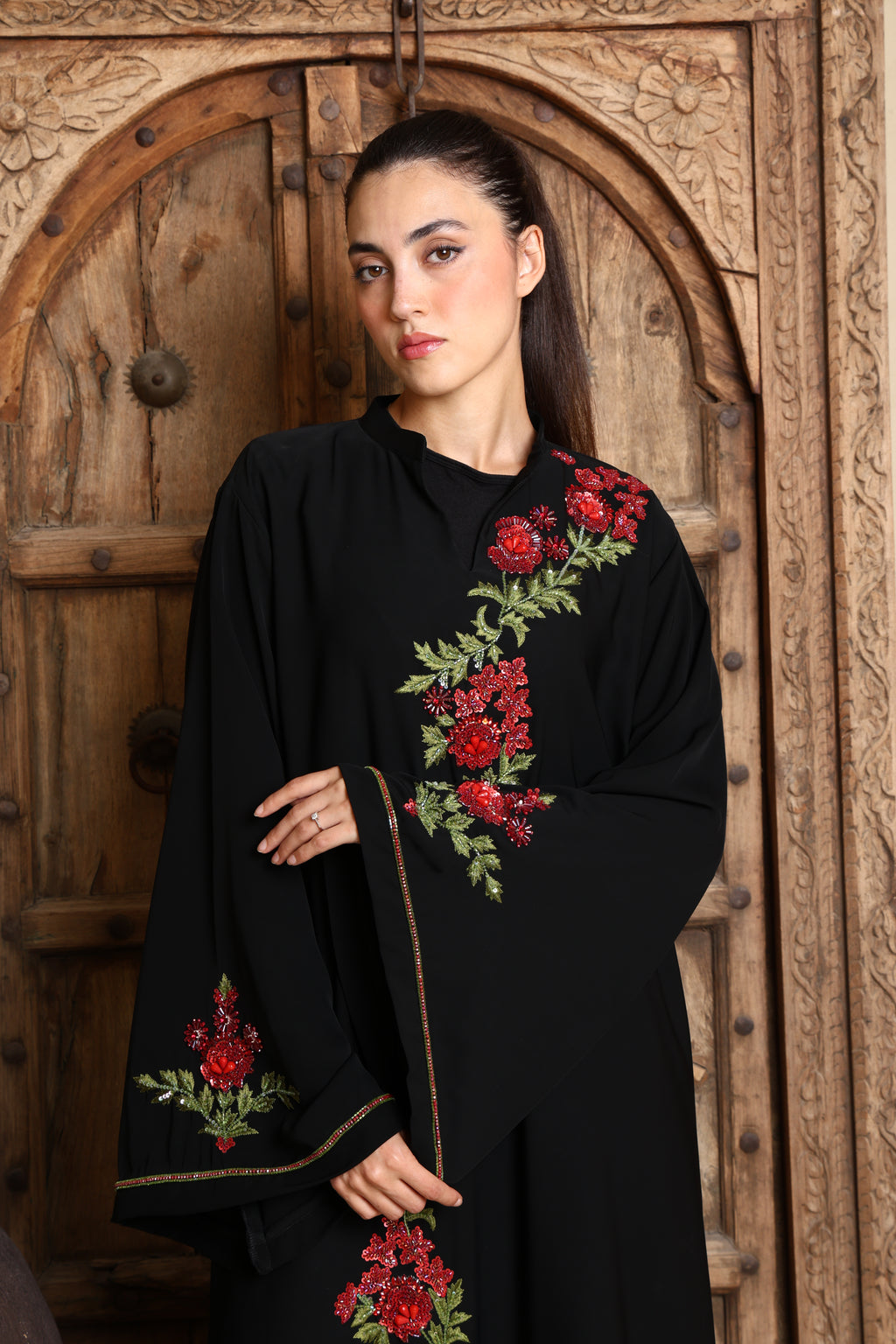 Designer Abaya with Custom Hand Embroidery