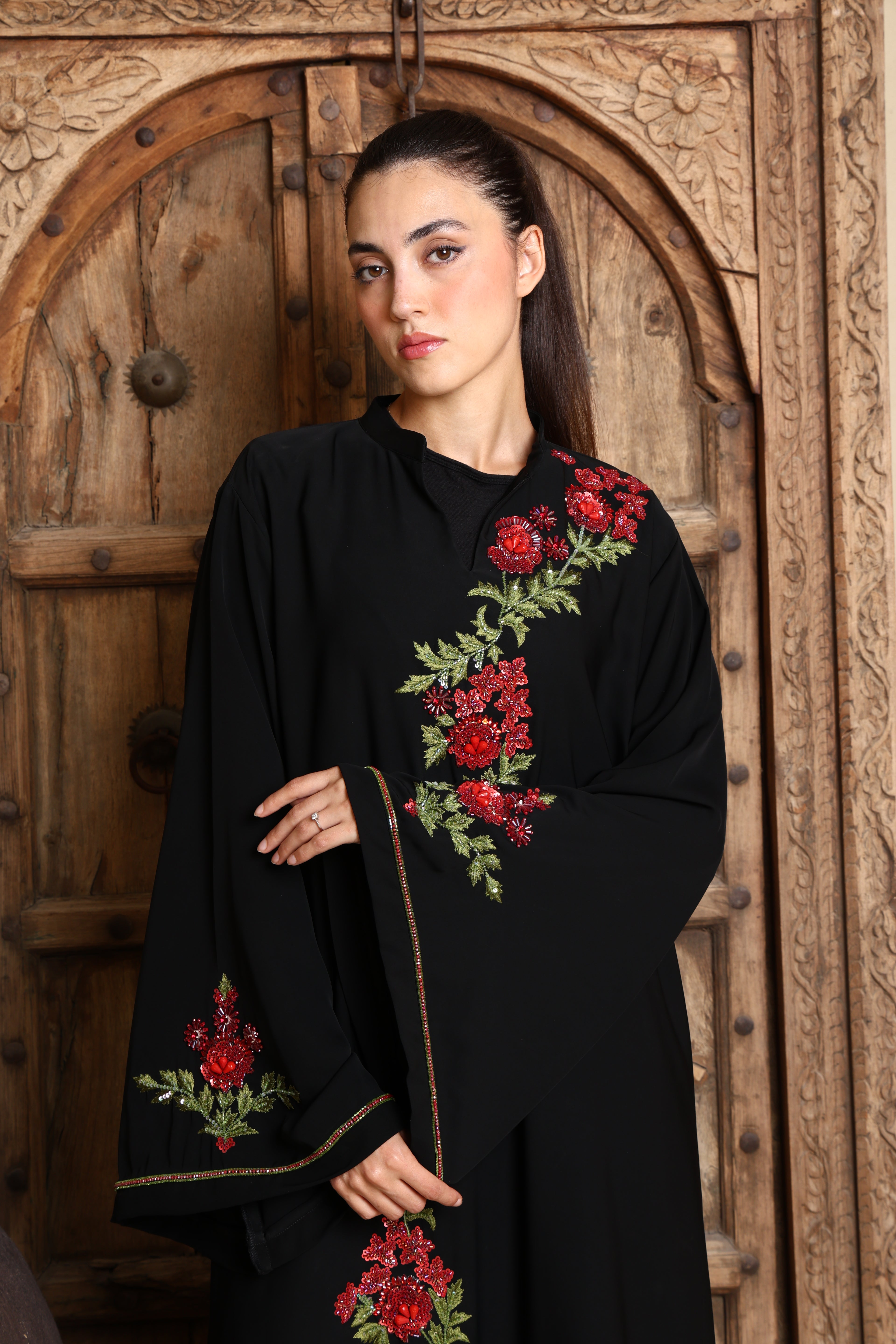 Designer Abaya with Custom Hand Embroidery