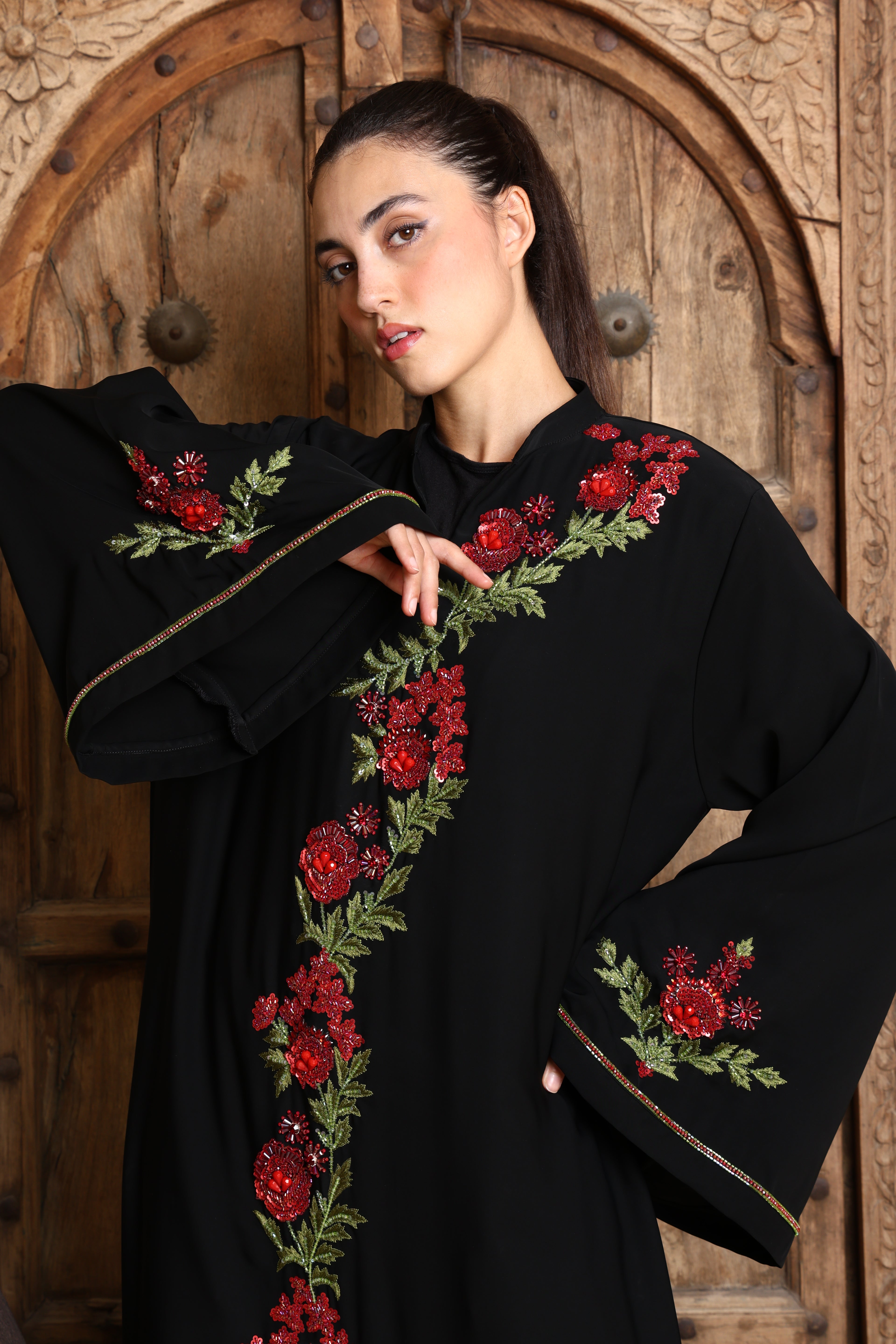 Designer Abaya with Custom Hand Embroidery