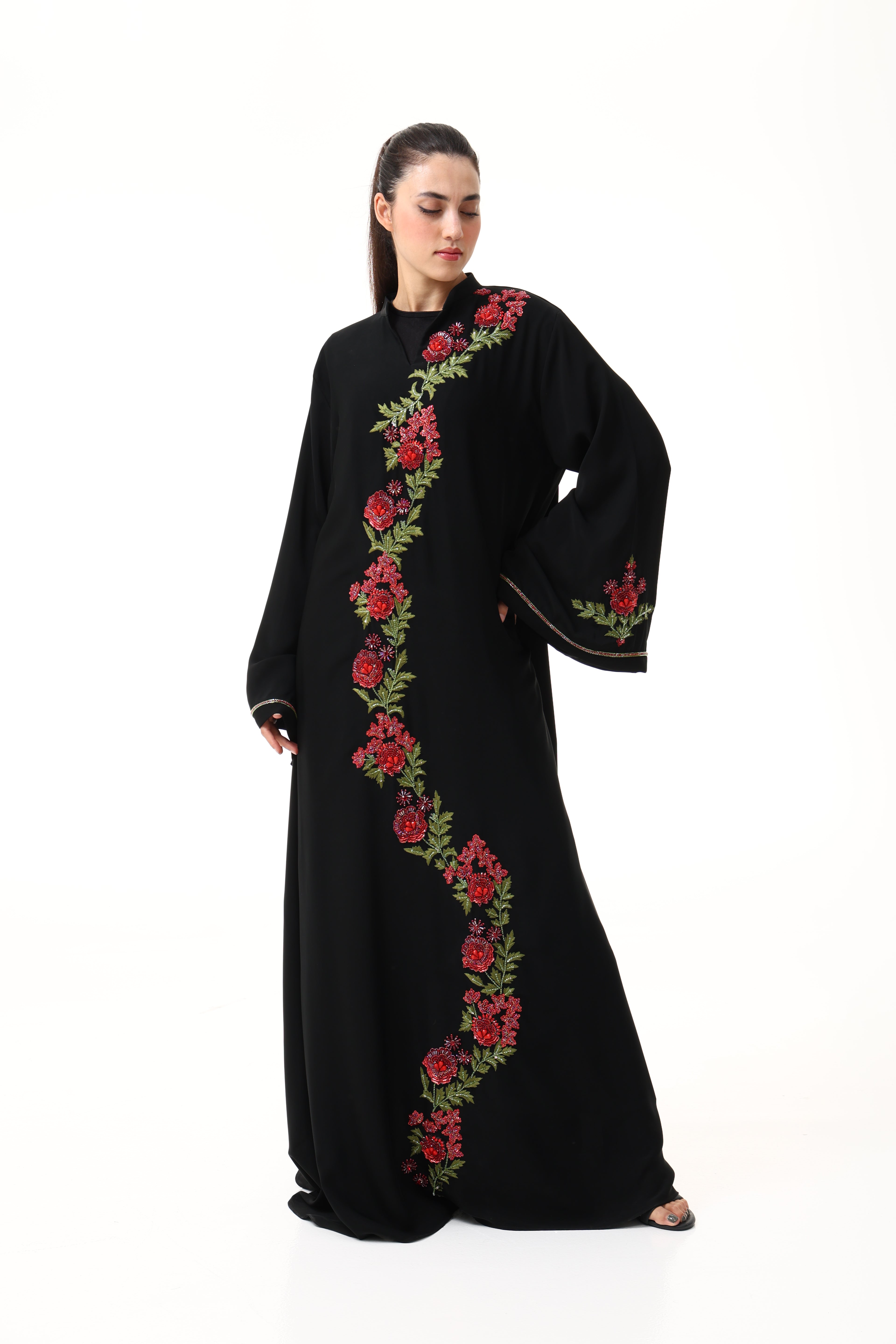 Designer Abaya with Custom Hand Embroidery